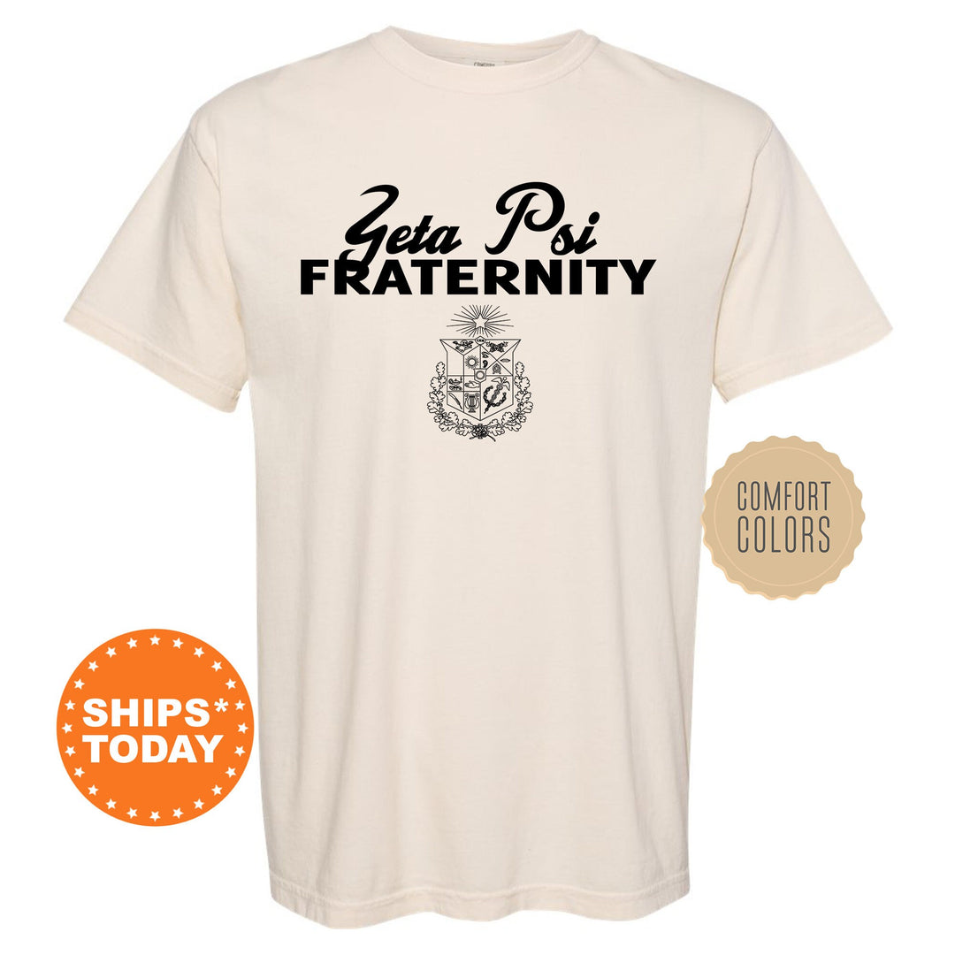 Zeta Psi Simple Crest Fraternity T-Shirt | Zete Crest Shirt | Rush Pledge Shirt | Fraternity Bid Day Gift | Comfort Colors Tees _ 9839g