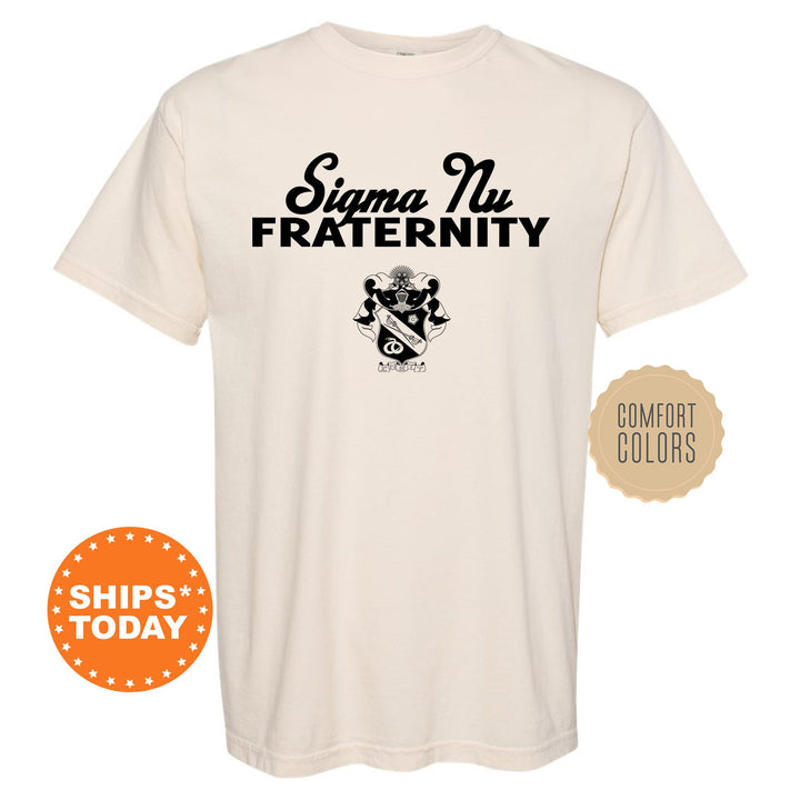 Sigma Nu Simple Crest Fraternity T-Shirt | Sigma Nu Crest Shirt | Rush Pledge Shirt | Fraternity Bid Day Gift | Comfort Colors Tees _ 9832g