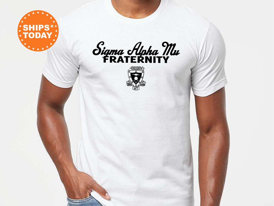 Sigma Alpha Mu Simple Crest Fraternity T-Shirt | Sammy Crest Shirt | Rush Pledge Shirt | Frat Bid Day Gift | Comfort Colors Tees _ 9830g
