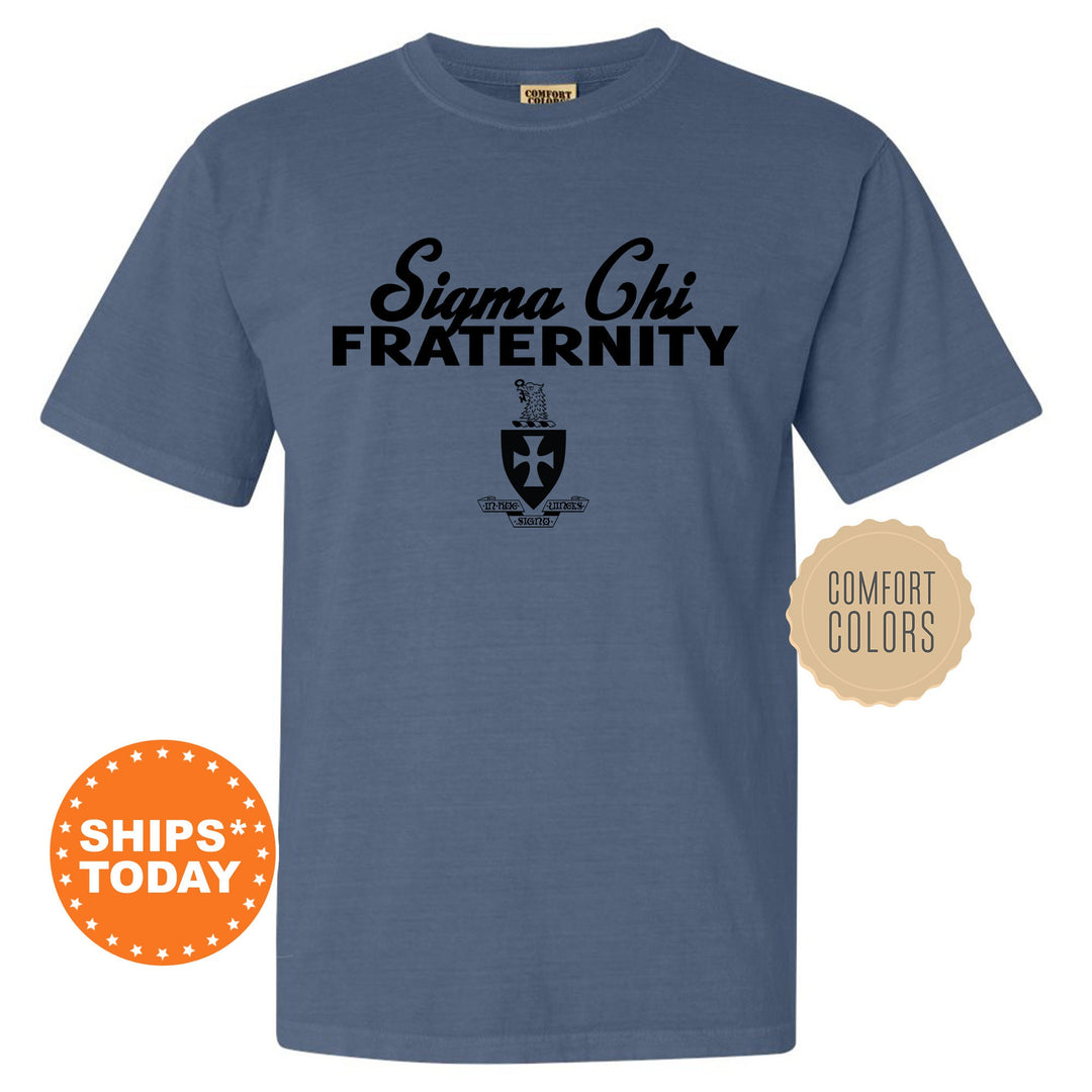 Sigma Chi Simple Crest Fraternity T-Shirt | Sigma Chi Crest Shirt | Rush Pledge Shirt | Frat Bid Day Gift | Comfort Colors Tees _ 9831g