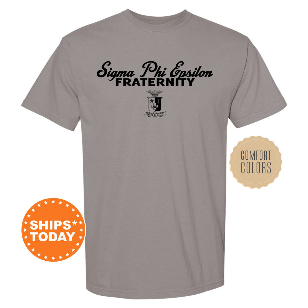 Sigma Phi Epsilon Simple Crest Fraternity T-Shirt | SigEp Crest Shirt | Rush Pledge Shirt | Frat Bid Day Gift | Comfort Colors Tees _ 9833g