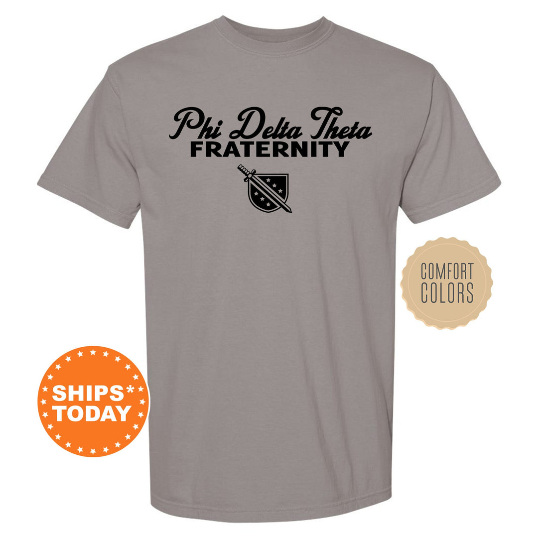 Phi Delta Theta Simple Crest Fraternity T-Shirt | Phi Delt Crest Shirt | Rush Pledge Shirt | Frat Bid Day Gift | Comfort Colors Tees _ 9822g
