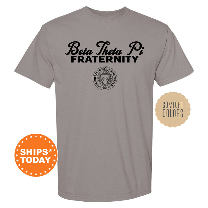 Beta Theta Pi Simple Crest Fraternity T-Shirt | Beta Crest Shirt | Rush Pledge Shirt | Fraternity Bid Day Gift | Comfort Colors Tees _ 9813g