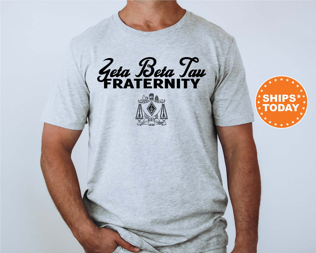 Zeta Beta Tau Simple Crest Fraternity T-Shirt | ZBT Crest Shirt | Rush Pledge Shirt | Fraternity Bid Day Gift | Comfort Colors Tees _ 9838g