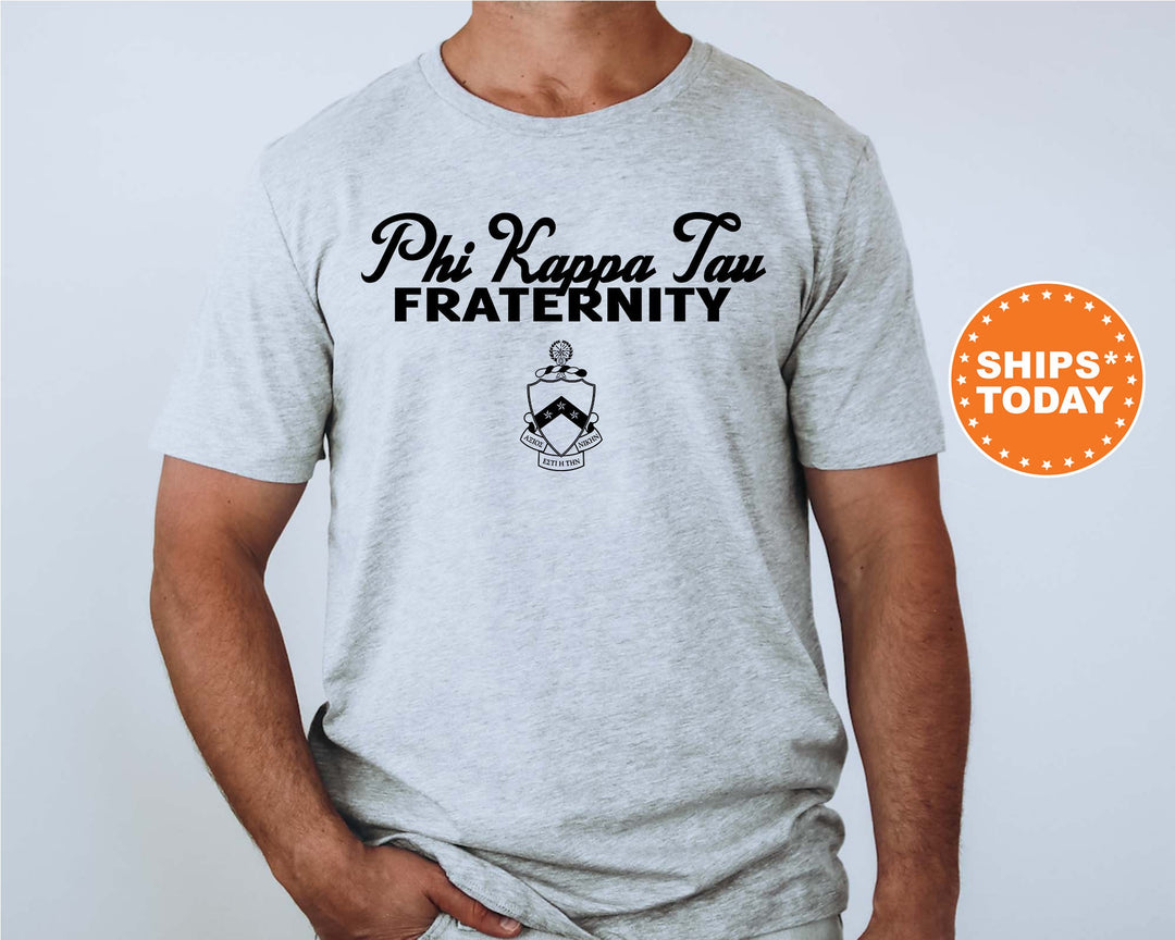 Phi Kappa Tau Simple Crest Fraternity T-Shirt | Phi Tau Crest Shirt | Rush Pledge Shirt | Frat Bid Day Gift | Comfort Colors Tees _ 9825g