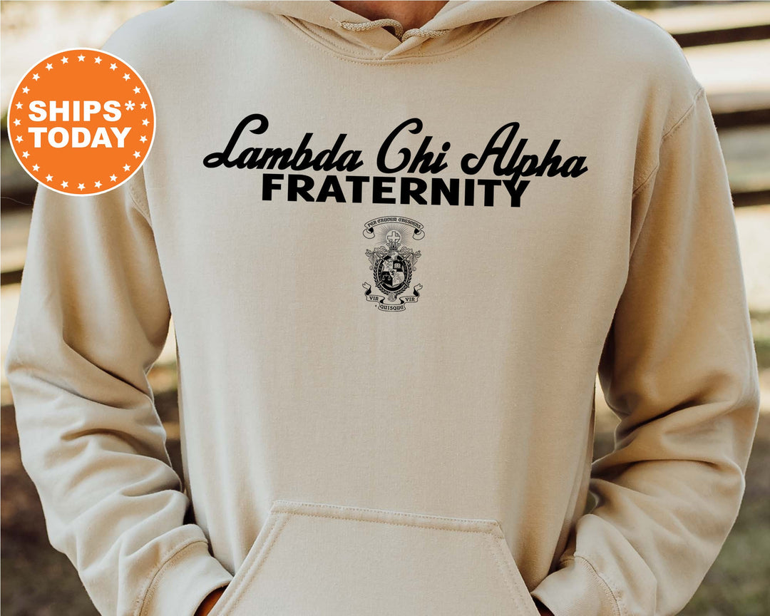 Lambda Chi Alpha Simple Crest Fraternity Sweatshirt | Lambda Chi Crest Sweatshirt | Rush Pledge Fraternity Gift | College Apparel _ 9821g