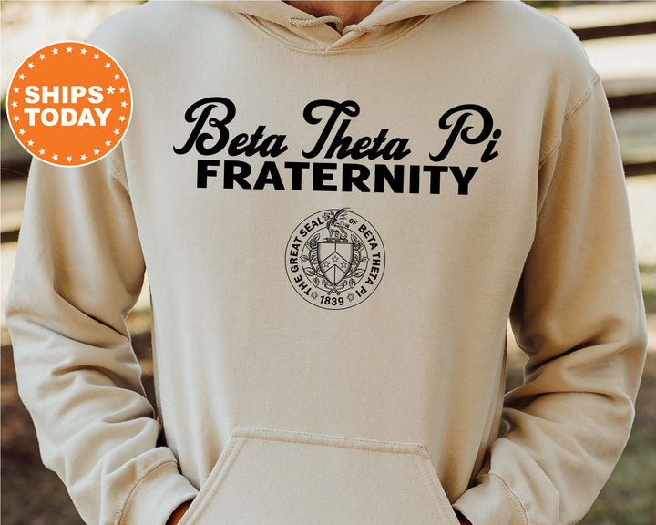 Beta Theta Pi Simple Crest Fraternity Sweatshirt | Beta Fraternity Crest Sweatshirt | Rush Pledge Fraternity Gift | College Apparel _ 9813g