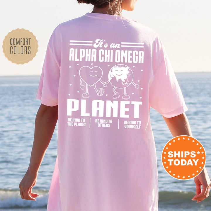 It's An Alpha Chi Omega Planet | Alpha Chi Be Kind Sorority T-Shirt | Big Little Gift | Custom Greek Apparel | Comfort Colors Shirt _ 16458g