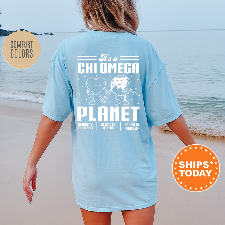 It's A Chi Omega Planet | Chi O Be Kind Sorority T-Shirt | Comfort Colors Shirt | Big Little Reveal Shirt | Greek Apparel | Sorority Merch _ 16467g