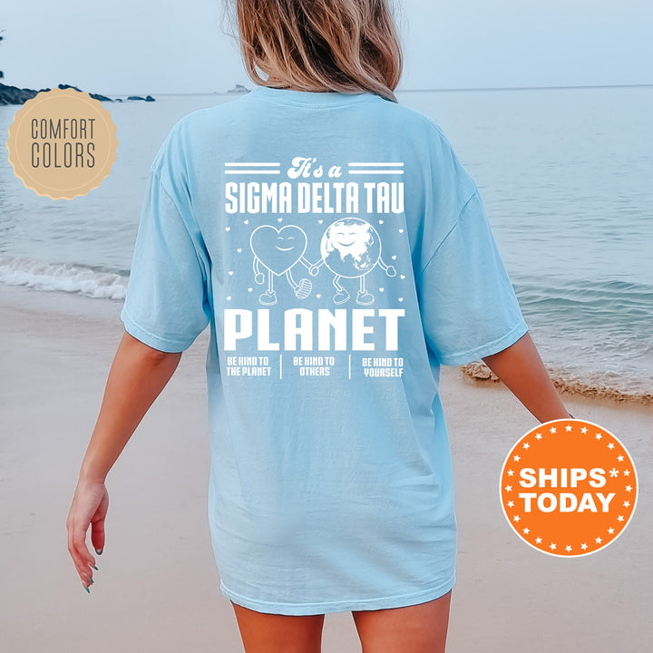 It's A Sigma Delta Tau Planet | Sig Delt Be Kind Sorority T-Shirt | Big Little Reveal Shirt | Custom Greek Apparel | Comfort Colors Shirt _ 16479g