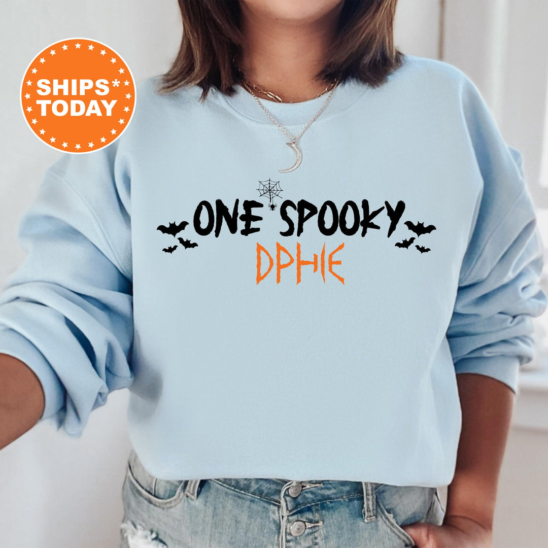 One Spooky DPHIE | Delta Phi Epsilon Halloween Sorority Sweatshirt | Big Little Reveal Gift | Sorority Merch | Greek Apparel _  17119g