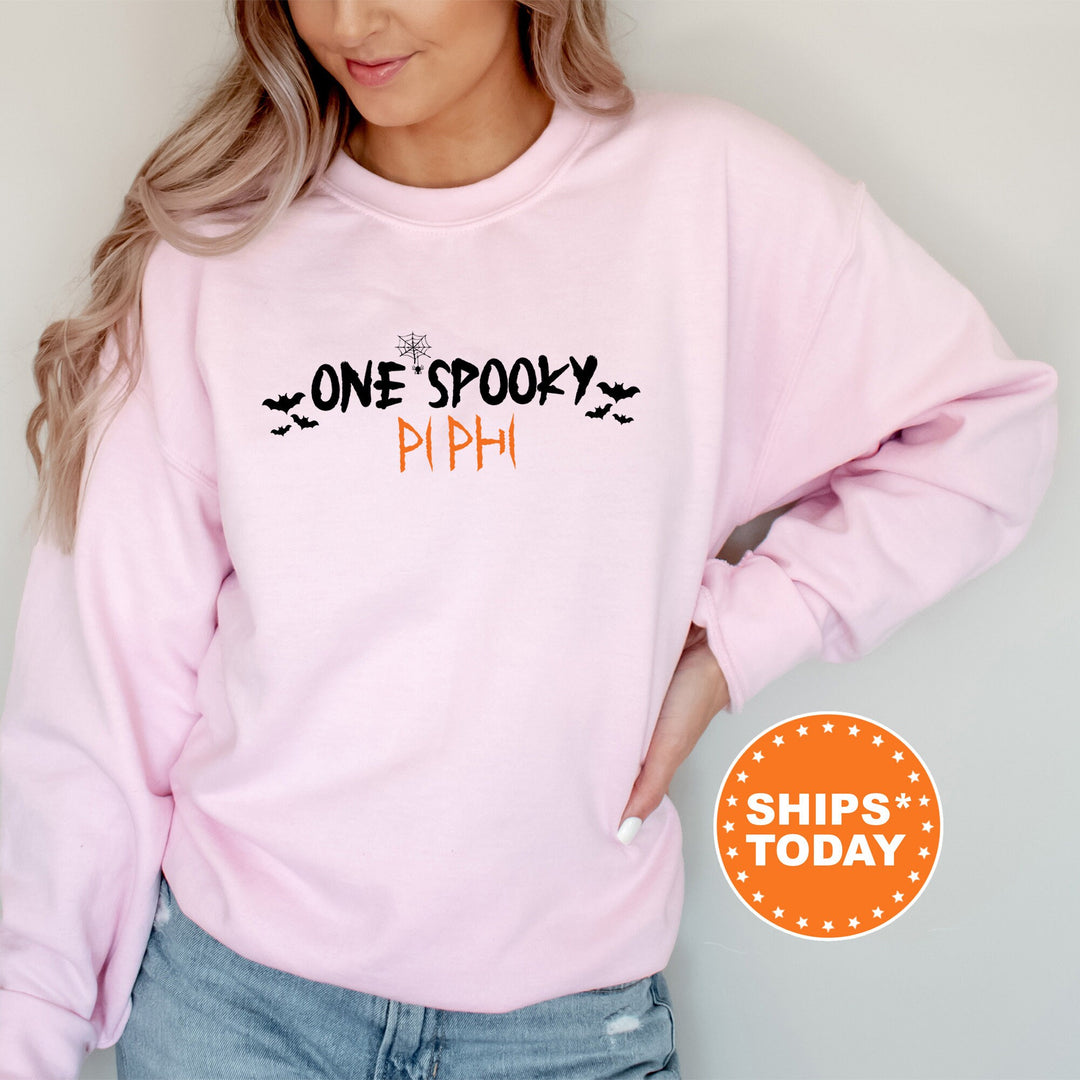 One Spooky Pi Phi | Pi Beta Phi Halloween Sorority Sweatshirt | Big Little Reveal Gift | Sorority Merch | Custom Greek Apparel _  17127g