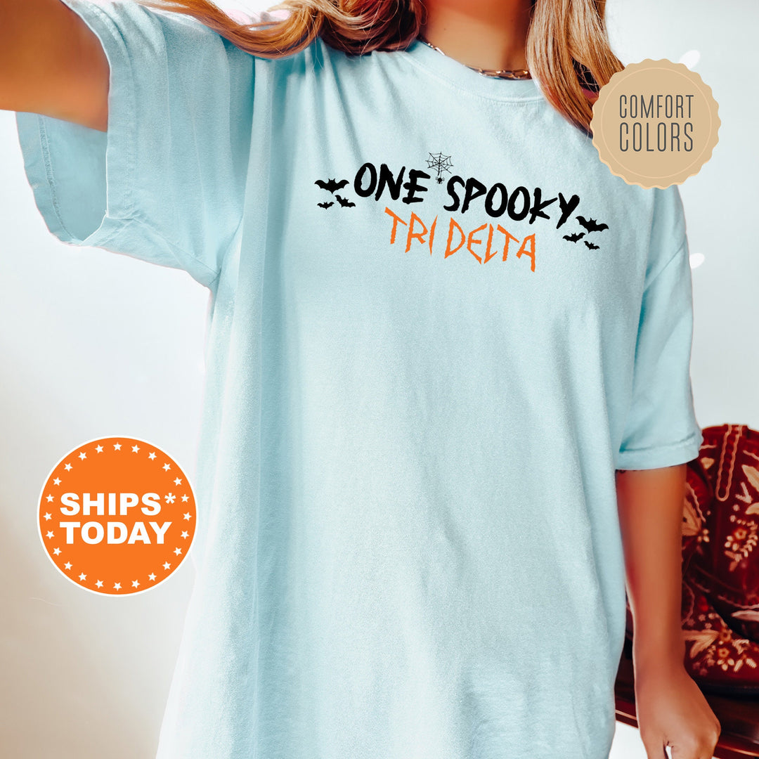 One Spooky Tri Delta | Delta Delta Delta Halloween Sorority T-Shirt | Comfort Colors Shirt | Big Little Reveal Gift | Greek Apparel _ 17117g