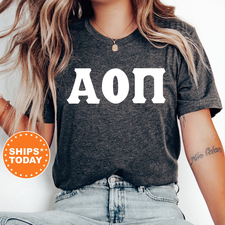Alpha Omicron Pi Basic Letter Sorority T-Shirt | Alpha O Greek Letters | Sorority Letters | Big Little Gift | Comfort Colors Shirt _ 8350g