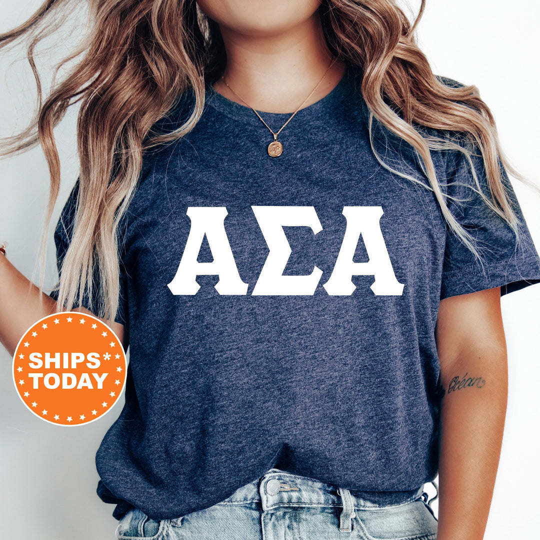Alpha Sigma Alpha Basic Letter Sorority T-Shirt | Greek Letters Shirt | Sorority Letters | Big Little Gift | Comfort Colors Shirt _ 8352g
