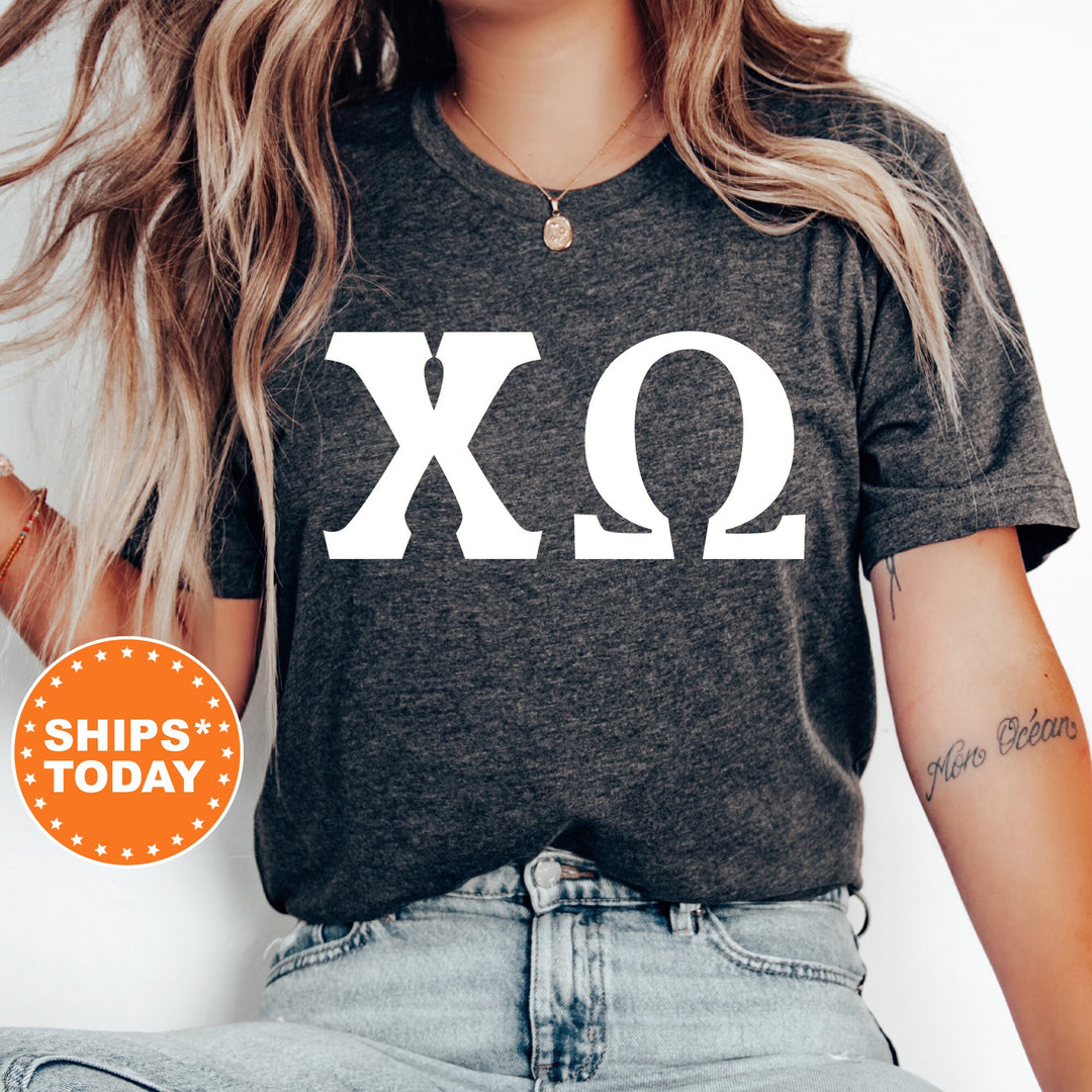 Chi Omega Basic Letter Sorority T-Shirt | Chi O Greek Letters Shirt | Sorority Letters | Big Little Gift | Comfort Colors Shirt _ 8355g