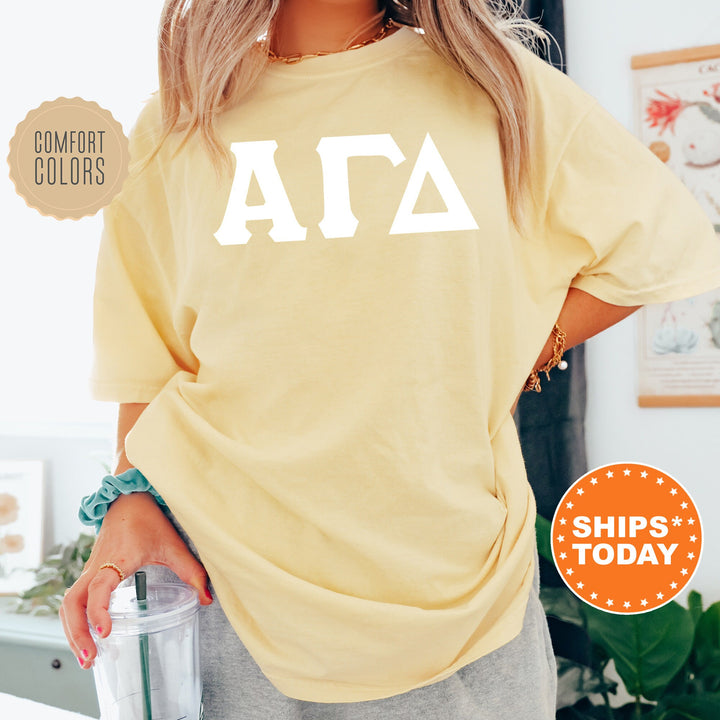 Alpha Gamma Delta Basic Letter Sorority T-Shirt | Alpha Gam Greek Letters | AGD Sorority Letters | Big Little Gift | Comfort Colors _ 8349g