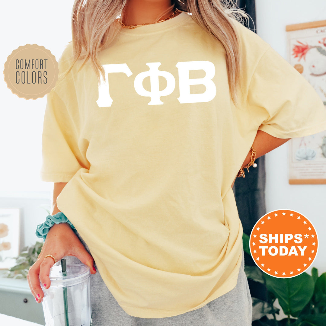 Gamma Phi Beta Basic Letter Sorority T-Shirt | Gamma Phi Greek Letters | Sorority Letters | Big Little Gift | Comfort Colors Shirt _ 8360g