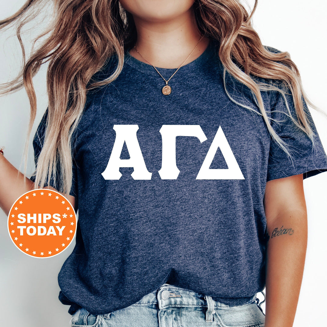 Alpha Gamma Delta Basic Letter Sorority T-Shirt | Alpha Gam Greek Letters | AGD Sorority Letters | Big Little Gift | Comfort Colors _ 8349g