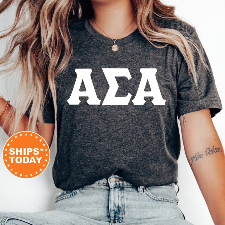 Alpha Sigma Alpha Basic Letter Sorority T-Shirt | Greek Letters Shirt | Sorority Letters | Big Little Gift | Comfort Colors Shirt _ 8352g
