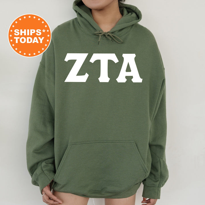 Zeta Tau Alpha Basic Letters Sorority Sweatshirt | Zeta Hoodie | Big Little Gift | Greek Letters | Sorority Letters | Zeta Merch