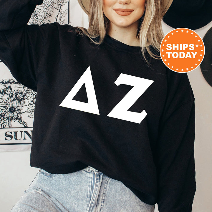 Delta Zeta Basic Letters Sorority Sweatshirt | Dee Zee Hoodie | Big Little Reveal Gift | Delta Zeta Greek Letters | Sorority Letters