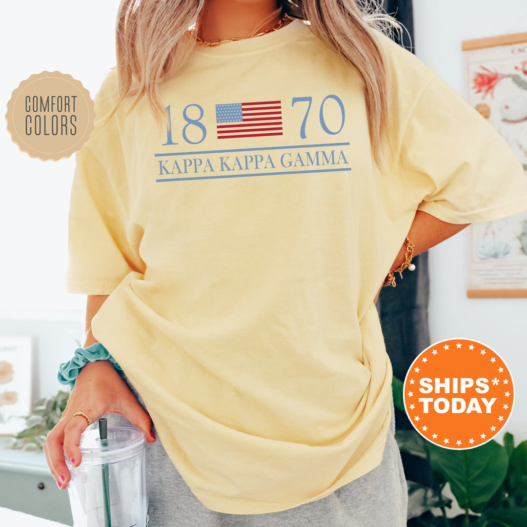 Kappa Kappa Gamma Red White And Blue Sorority T-Shirt | Kappa  Comfort Colors Shirt | Sorority Apparel | Big Little Sorority | Bid Day Gift