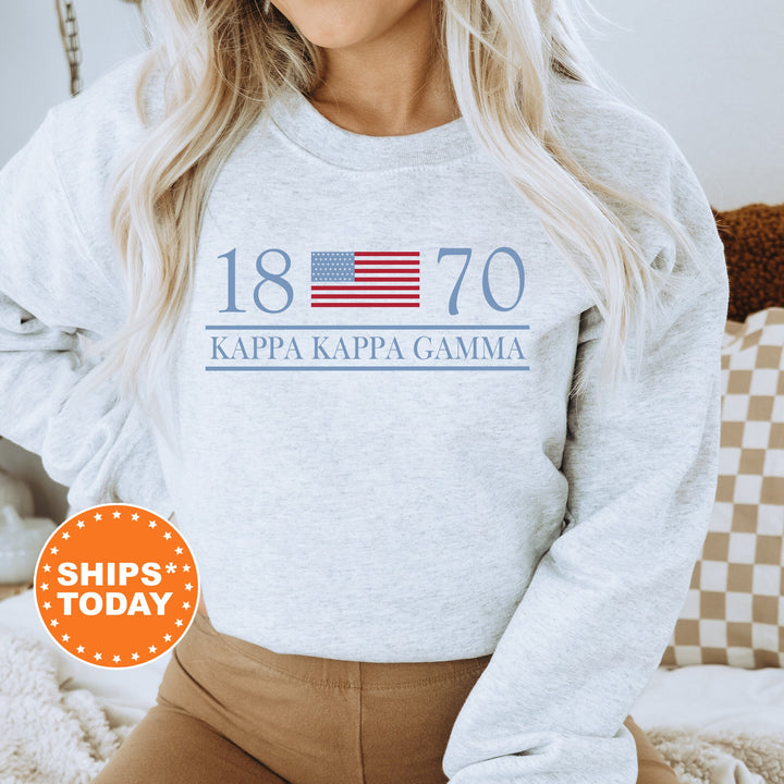 Kappa Kappa Gamma Red White And Blue Sorority Sweatshirt | Kappa Greek Sweatshirt | Big Little Sorority Gifts | Sorority Merch 5121g