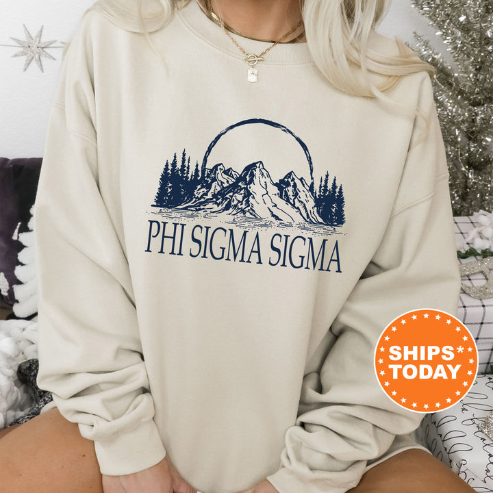 Phi Sigma Sigma Summer Mountain Sorority Sweatshirt | Phi Sig Sorority Gift | Greek Apparel | Sorority Big Little | Phi Sig Hoodie _ 5804g