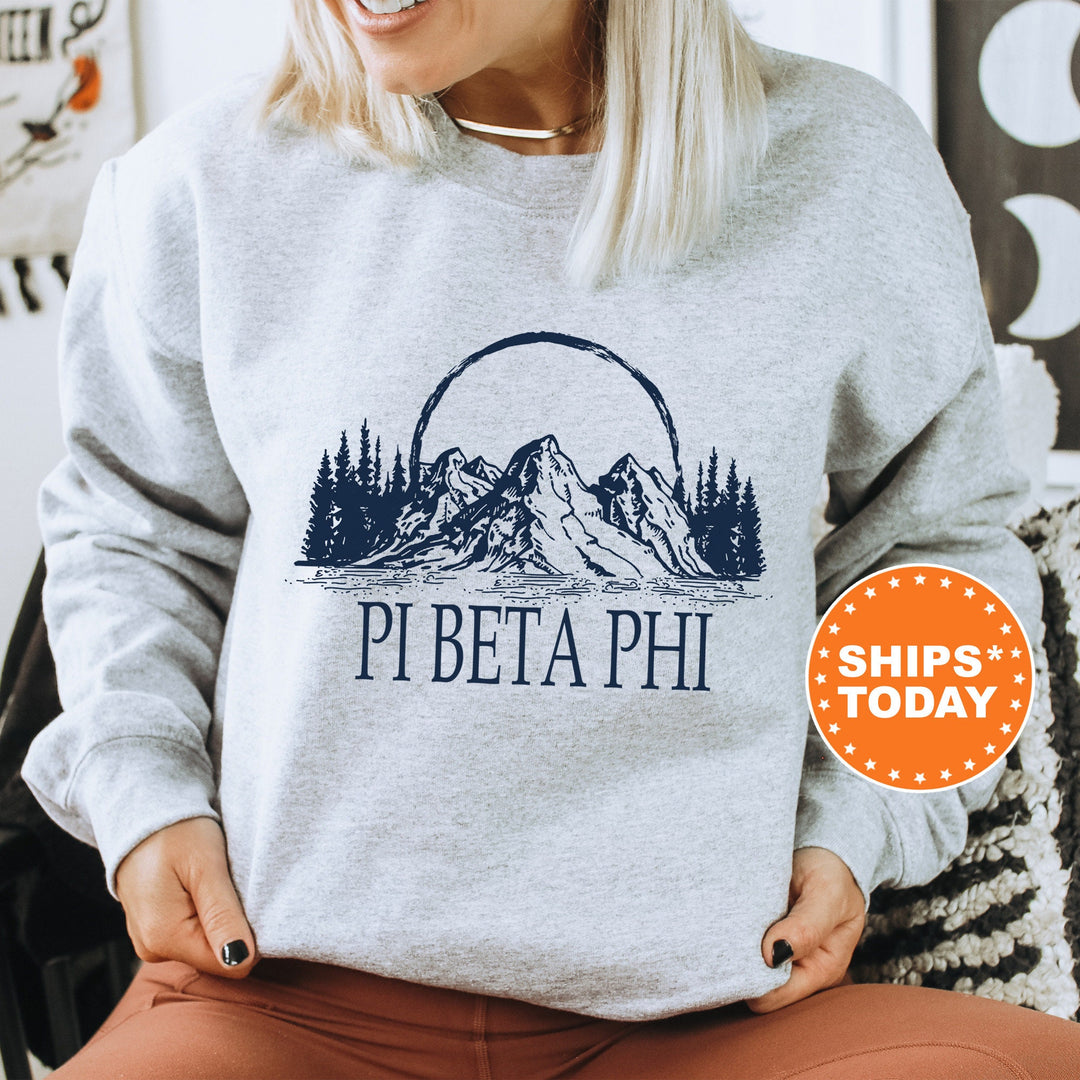 Pi Beta Phi Summer Mountain Sorority Sweatshirt | Pi Phi Crewneck Sweatshirt | Pi Phi Hoodie | Sorority Merch | Big Little Reveal _ 5805g