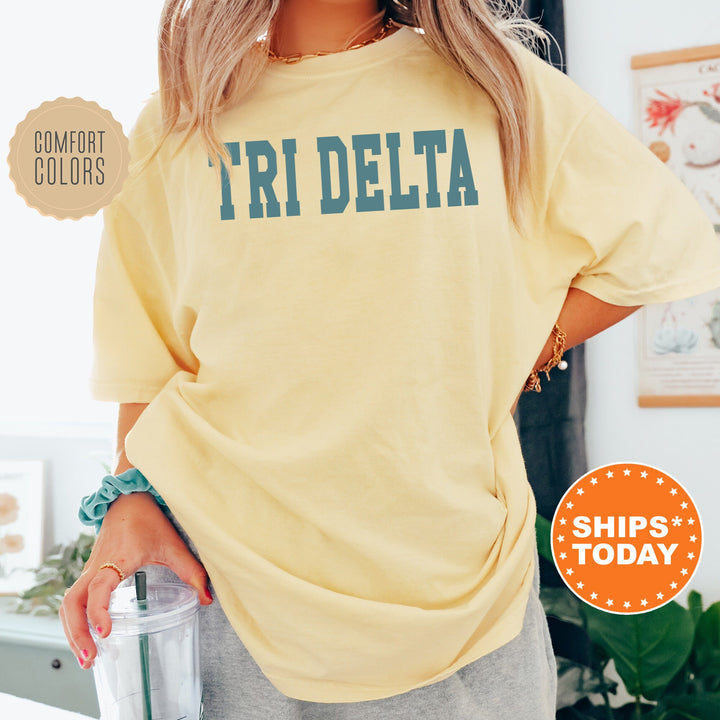 Delta Delta Delta Bold Aqua Sorority T-Shirt | Tri Delta Sorority Letters Shirt | Big Little Shirt | Sorority Gifts | Comfort Colors Shirt _ 5672g