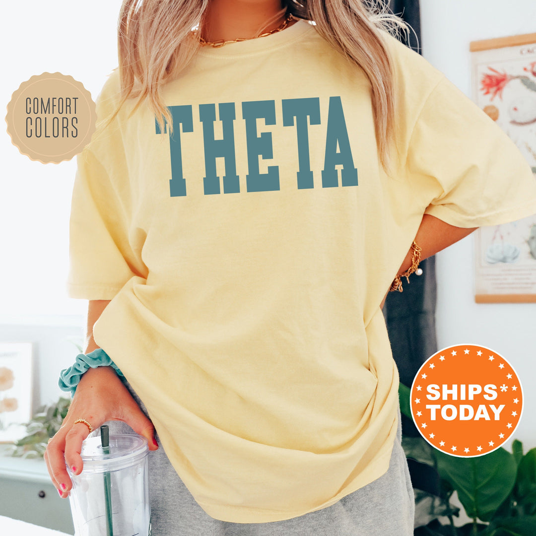 Kappa Alpha Theta Bold Aqua Sorority T-Shirt | Theta Sorority Letters Shirt | Big Little Shirt | Sorority Gifts | Comfort Colors Shirt _ 5677g