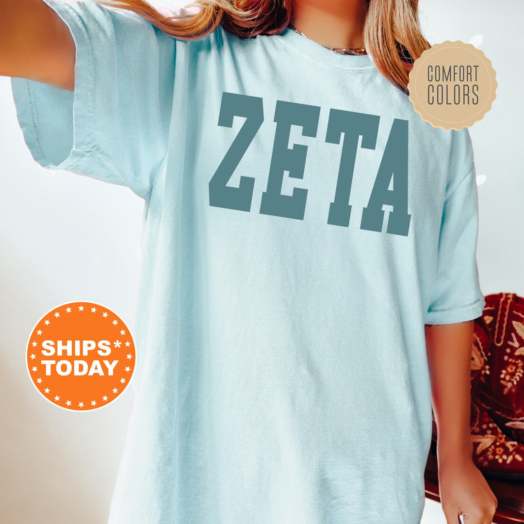Zeta Tau Alpha Bold Aqua Sorority T-Shirt | ZETA Sorority Letters Shirt | Big Little Reveal Shirt | Sorority Gifts | Comfort Colors Shirt _ 5687g