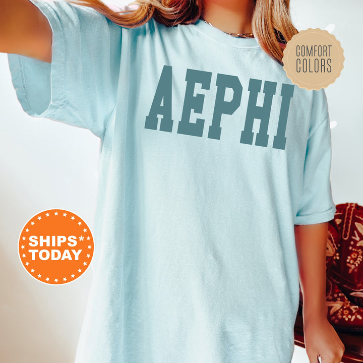 Alpha Epsilon Phi Bold Aqua Sorority T-Shirt | AEPhi Sorority Letters Shirt | Big Little Shirt | Sorority Gifts | Comfort Colors Shirt _ 5664g