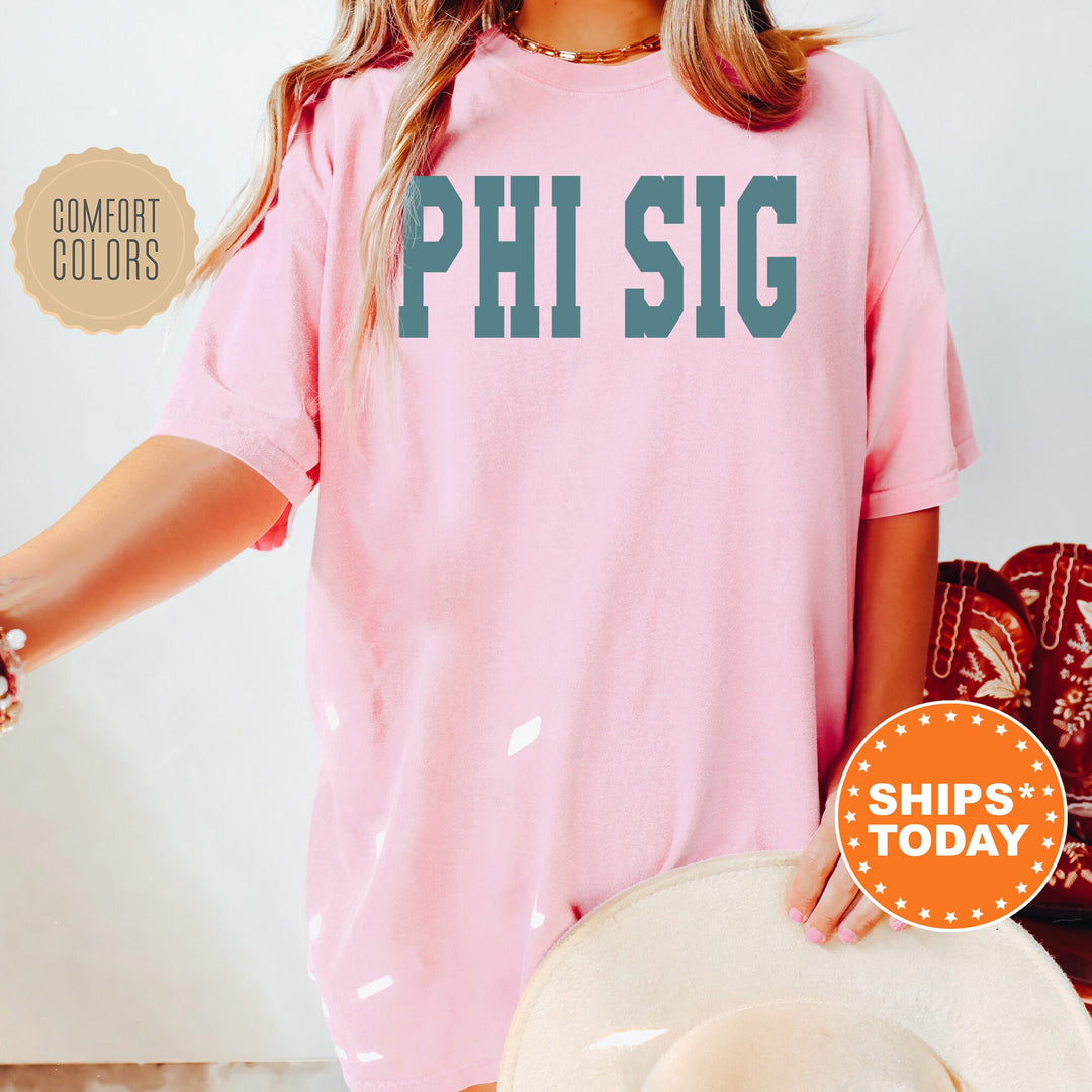 Phi Sigma Sigma Bold Aqua Sorority T-Shirt | Phi Sig Sorority Letters Shirt | Big Little Shirt | Sorority Gifts | Comfort Colors Shirt _ 5681g