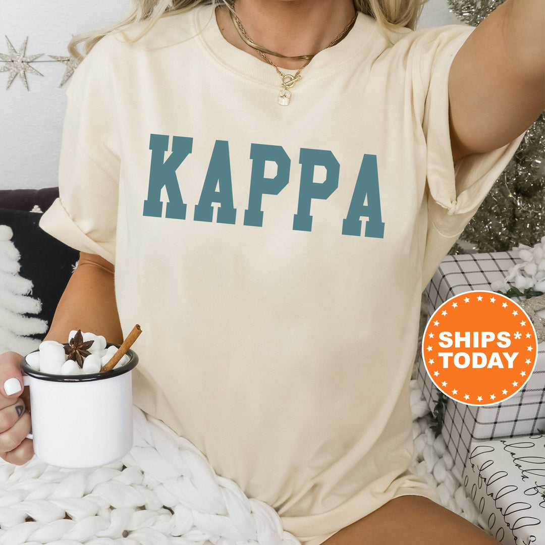 Kappa Kappa Gamma Bold Aqua Sorority T-Shirt | Kappa Sorority Letters Shirt | Big Little Shirt | Sorority Gifts | Comfort Colors Shirt _ 5679g