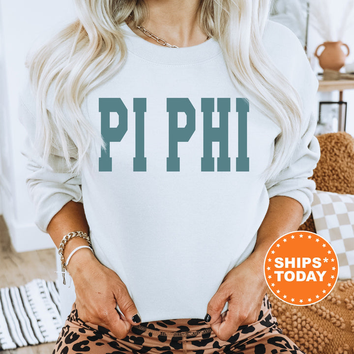 Pi Beta Phi Bold Aqua Sorority Sweatshirt | Pi Phi Sorority Letters Crewneck | Sorority Merch | Big Little Reveal Gifts | Bid Day Basket 5682g