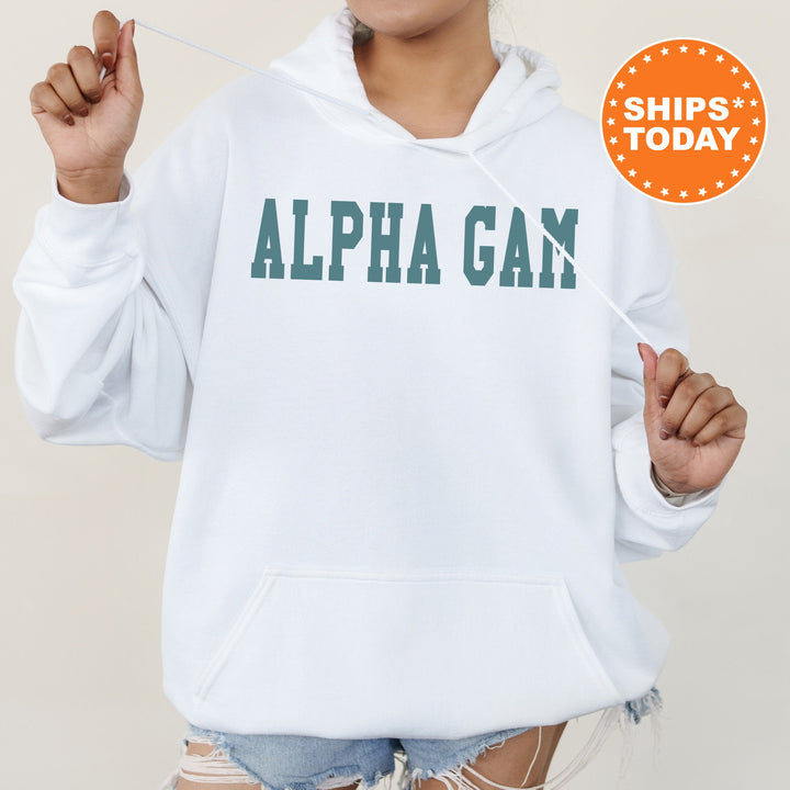 Alpha Gamma Delta Bold Aqua Sorority Sweatshirt | Alpha Gam Sorority Letters Crewneck | Sorority Merch | Big Little Gifts | Bid Day Basket