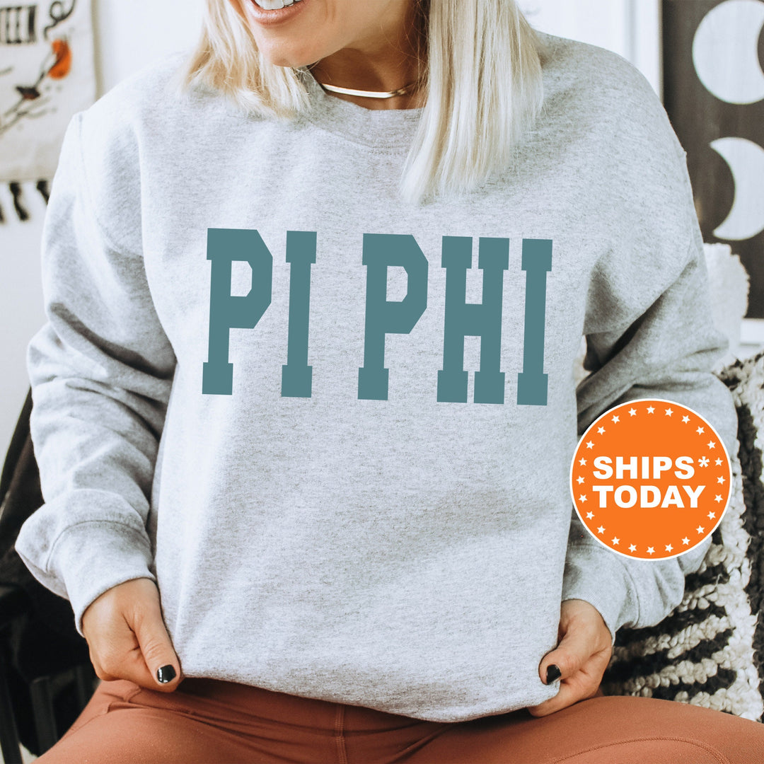 Pi Beta Phi Bold Aqua Sorority Sweatshirt | Pi Phi Sorority Letters Crewneck | Sorority Merch | Big Little Reveal Gifts | Bid Day Basket 5682g
