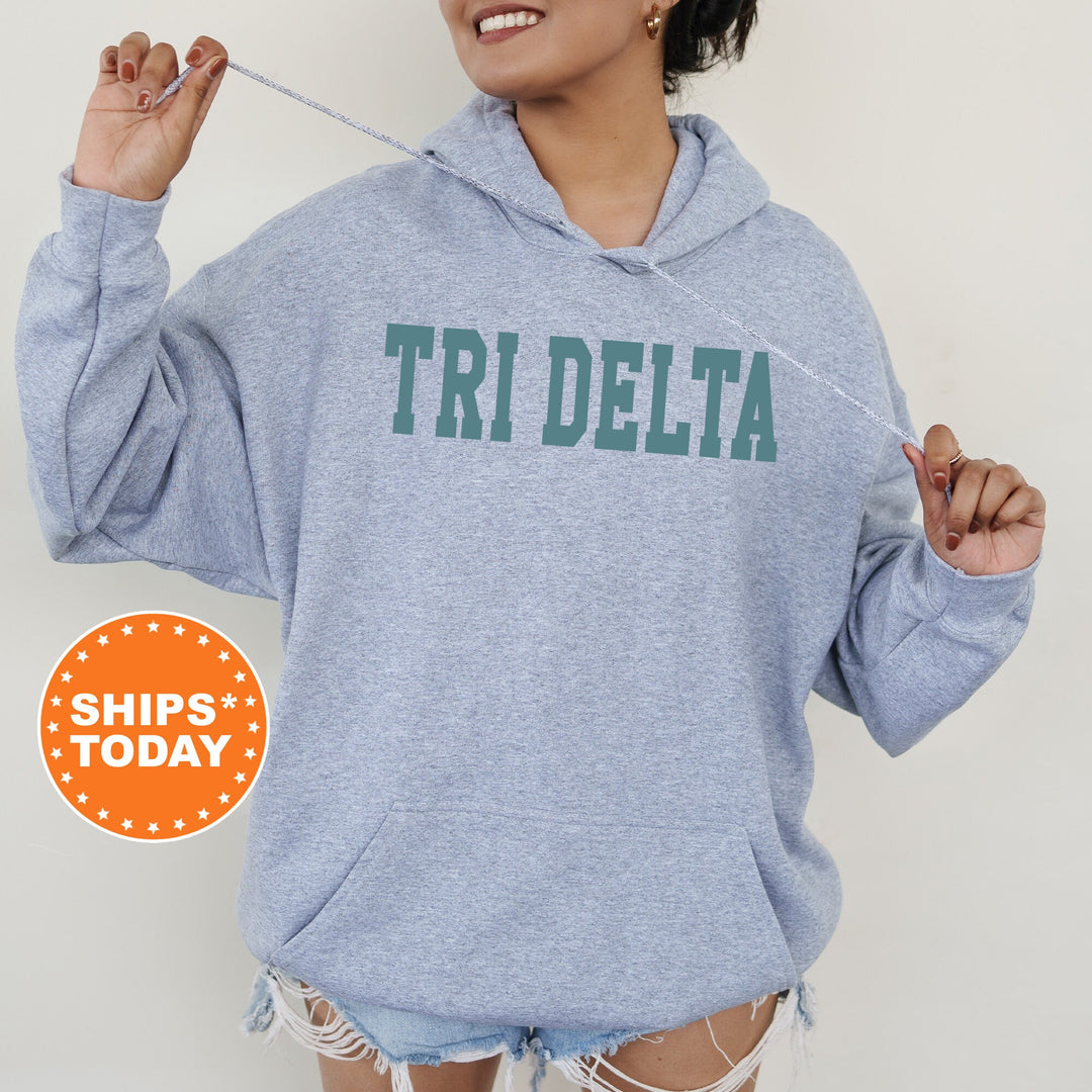Delta Delta Delta Bold Aqua Sorority Sweatshirt | Tri Delta Sorority Letters Crewneck | Sorority Merch | Big Little Gifts | Bid Day Basket