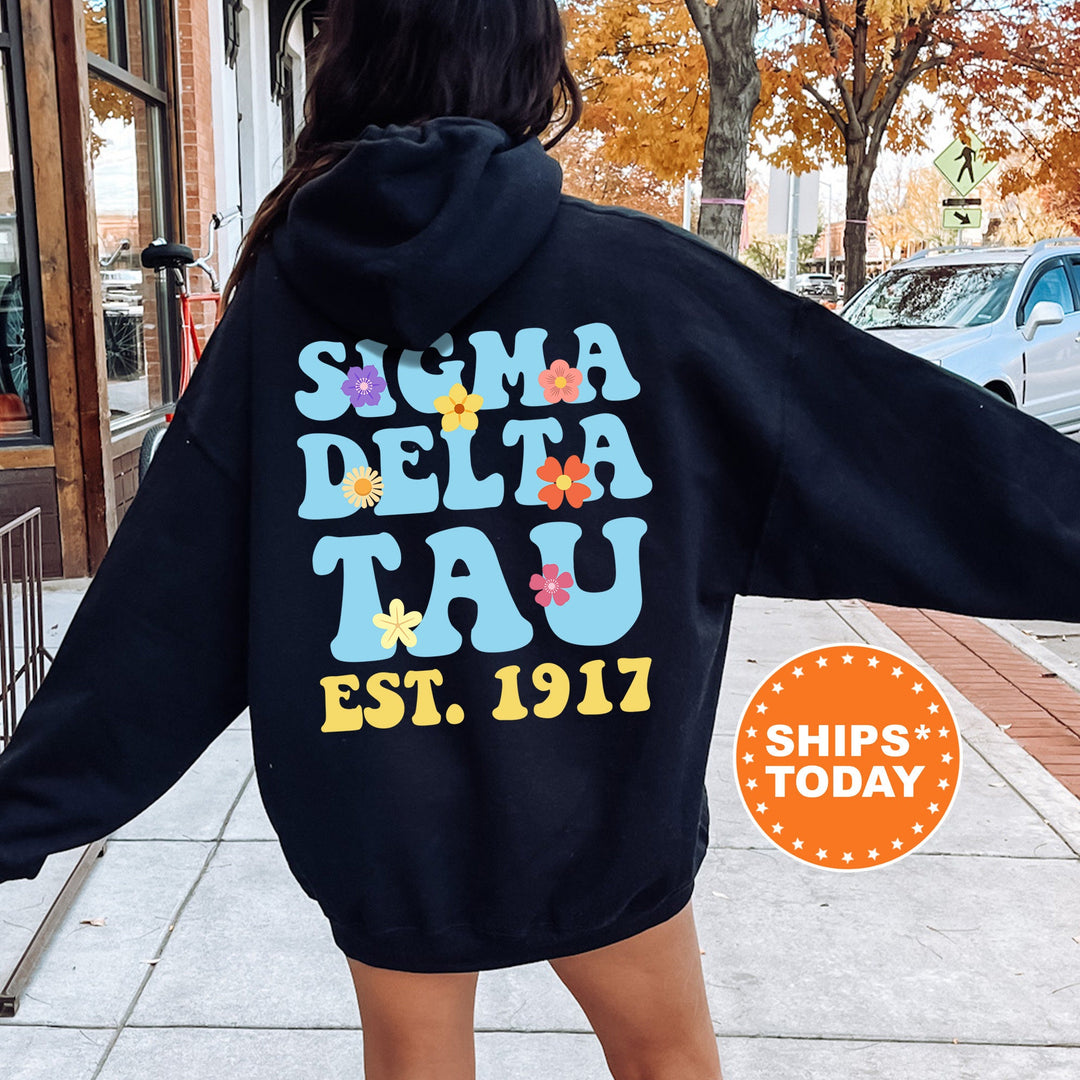 Sigma Delta Tau Bright Buds Sorority Sweatshirt | Sigma Delta Tau Hoodie | SIG DELT Crewneck Sweatshirt | Big Little Reveal Gift