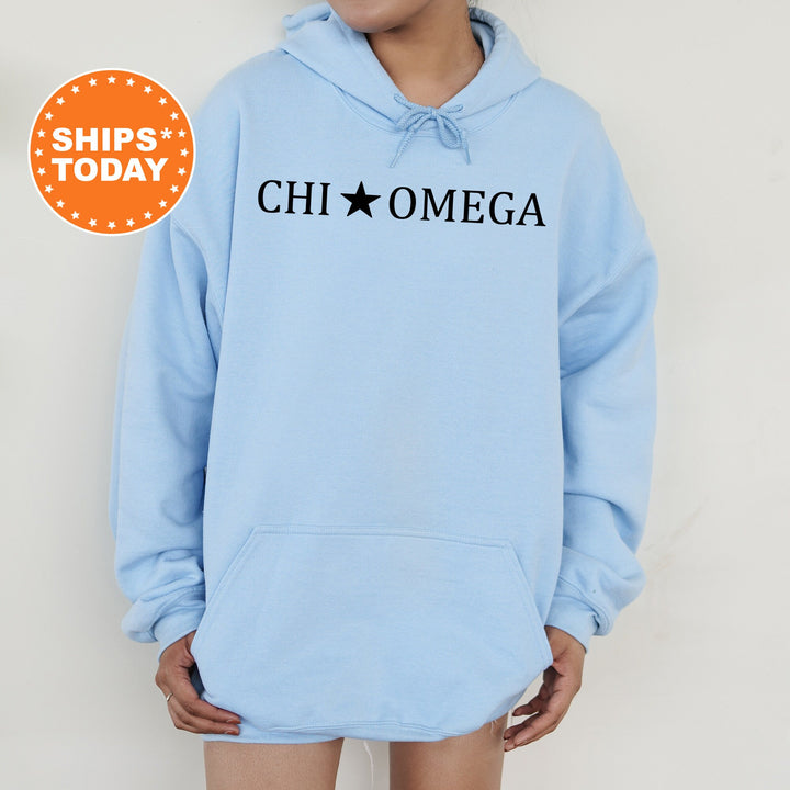 Chi Omega Traditional Star Sorority Sweatshirt | Chi O Greek Sweatshirt | College Apparel | Big Little Reveal | Sorority Gifts _ 5373g