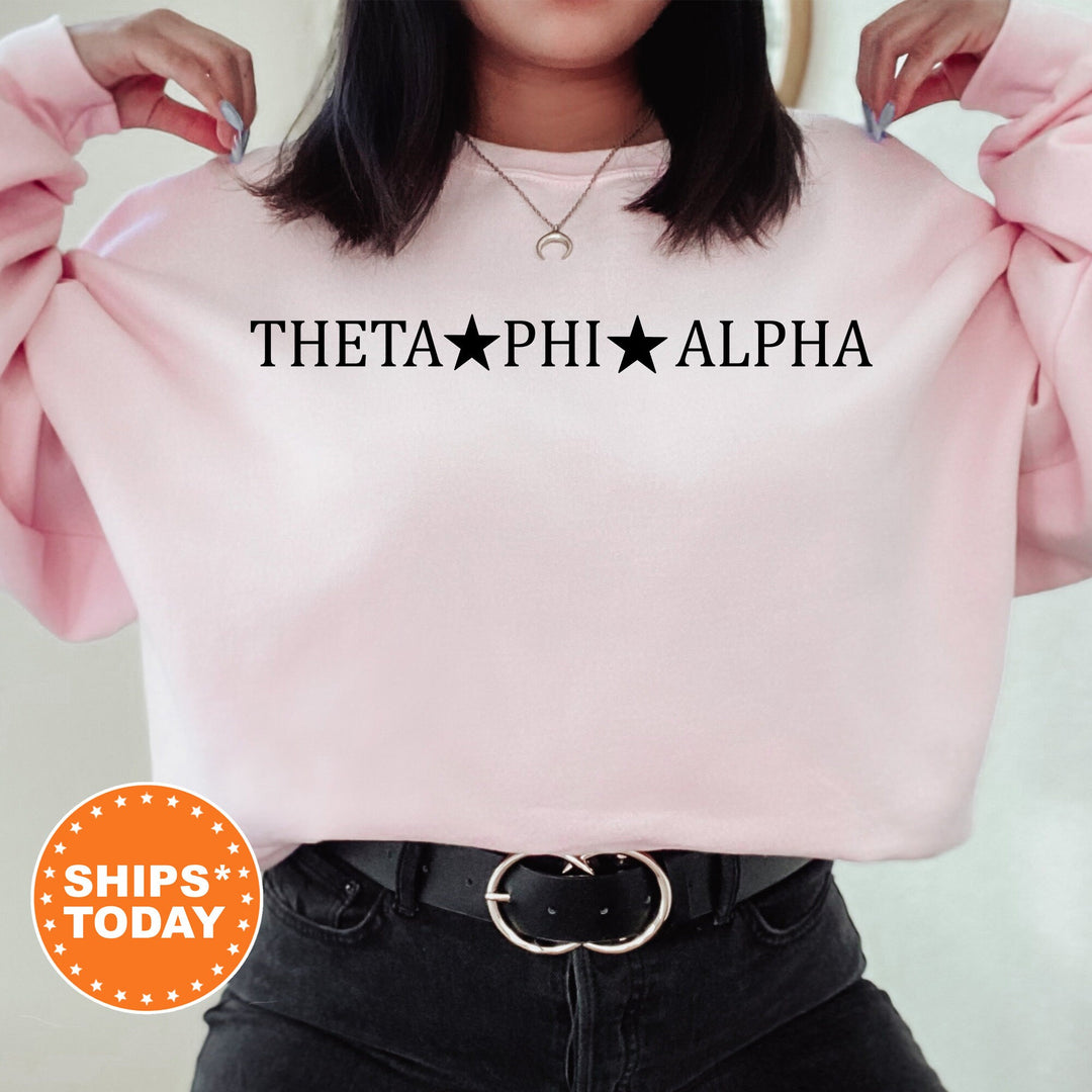 Theta Phi Alpha Traditional Star Sorority Sweatshirt | Theta Phi Greek Sweatshirt | College Apparel | Big Little Sorority Gifts _ 5388g