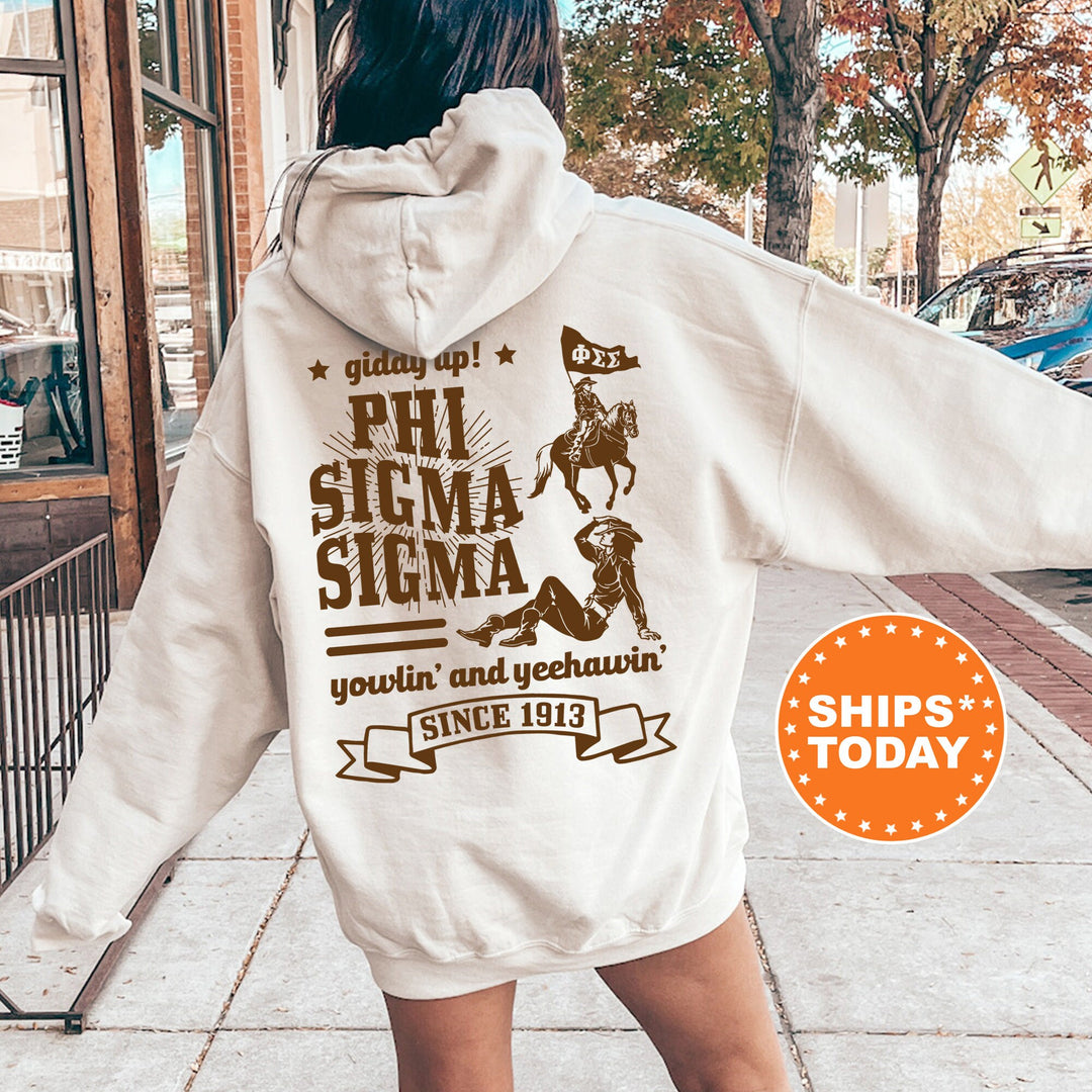 Phi Sigma Sigma Giddy Up Cowgirl Sorority Sweatshirt | Phi Sig Western Sweatshirt | Greek Apparel | Big Little | Country Sweatshirt