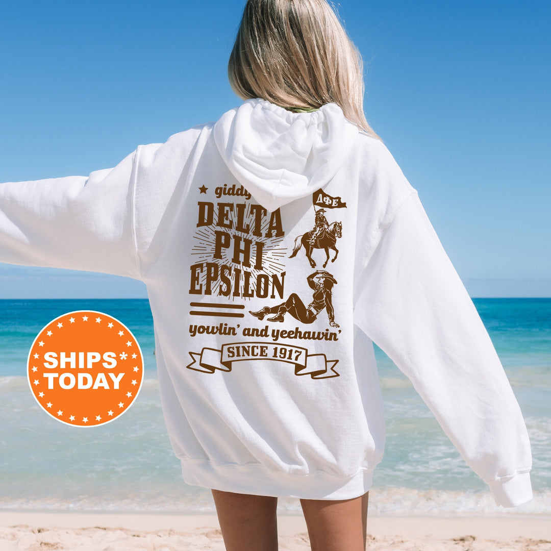 Delta Phi Epsilon Giddy Up Cowgirl Sorority Sweatshirt | DPHIE Western Sweatshirt | Greek Apparel | Big Little | Country Sweatshirt