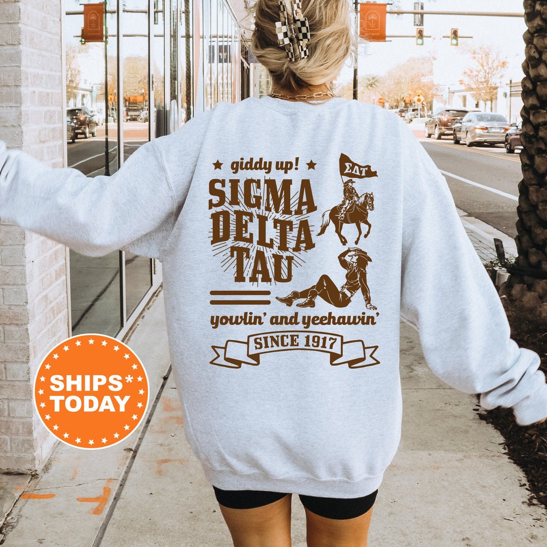 Sigma Delta Tau Giddy Up Cowgirl Sorority Sweatshirt | Sig Delt Western Sweatshirt | Sorority Apparel | Big Little Reveal Gift