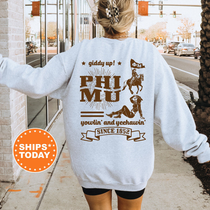 Phi Mu Giddy Up Cowgirl Sorority Sweatshirt | Phi Mu Western Sweatshirt | Sorority Apparel | Big Little Reveal | Country Sweatshirt