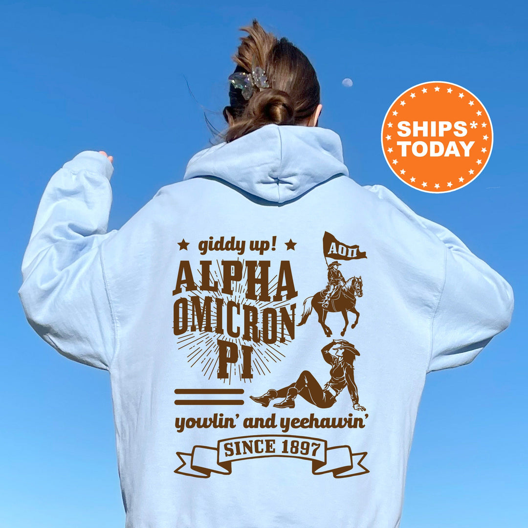 Alpha Omicron Pi Giddy Up Cowgirl Sorority Sweatshirt | Alpha O Western Sweatshirt | Sorority Apparel | Big Little Reveal Gift