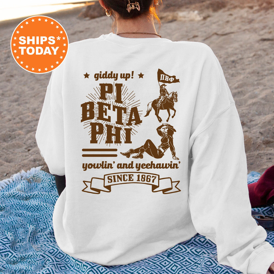 Pi Beta Phi Giddy Up Cowgirl Sorority Sweatshirt | Pi Phi Western Sweatshirt | Sorority Apparel | Big Little | Country Sweatshirt