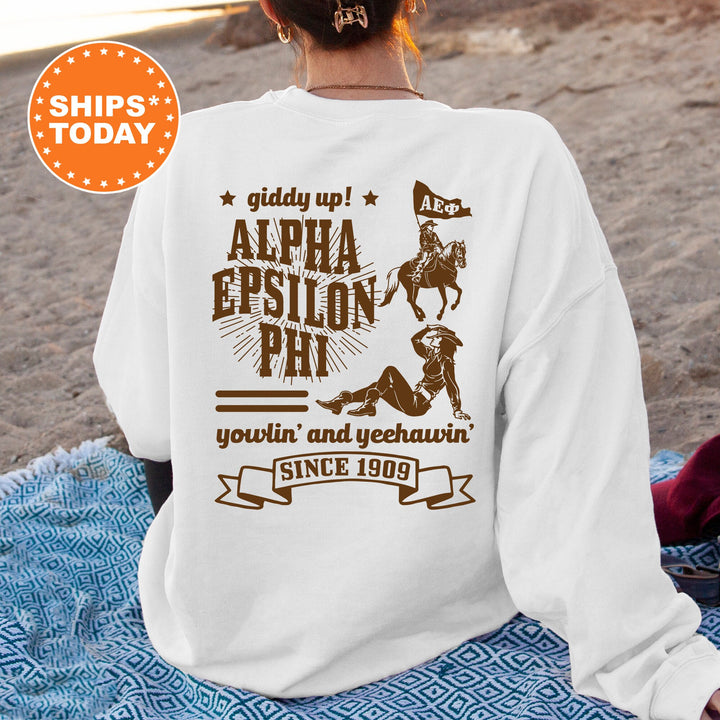 Alpha Epsilon Phi Giddy Up Cowgirl Sorority Sweatshirt | AEPHI Western Sweatshirt | Sorority Apparel | Big Little Reveal Gift